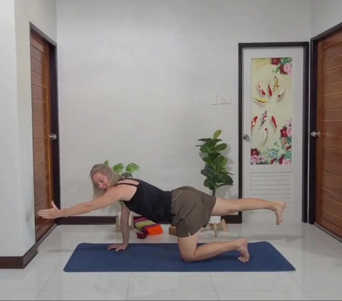 Diagonale Streckung mit dynamischer Rückbeuge (Tiger-Pose)