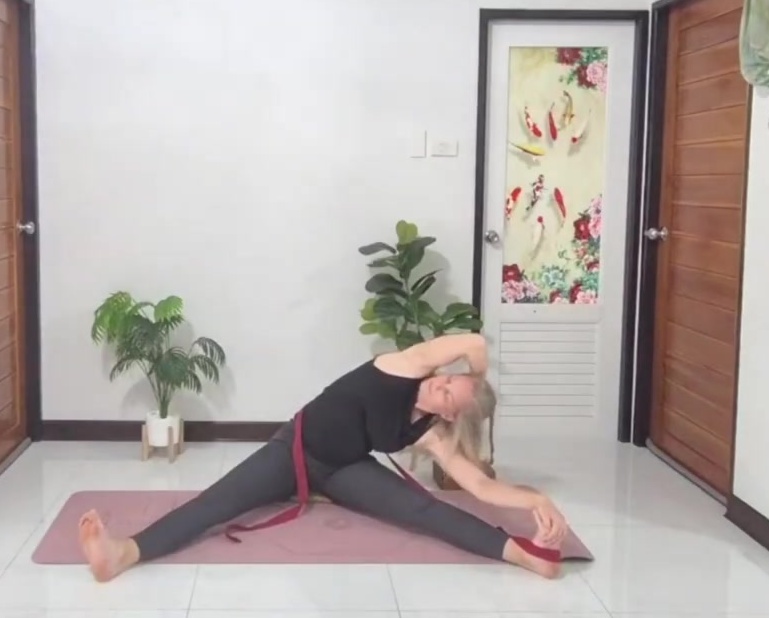 Gegrätschte Seitbeuge (Parivrtta Janu Sirsasana Variation)